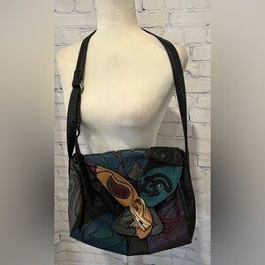 Vintage Alentino Nas Bag Korea Patchwork Mixed Media Abstract Shoulder Bag Purse